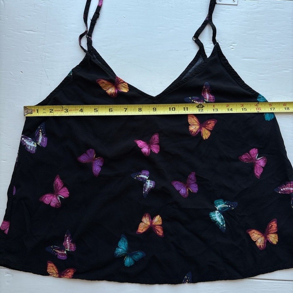 BeautySleep Social Butterfly Print Womens Medium Pajama Set‎ Black 2 Piece Rayon - Picture 5 of 5